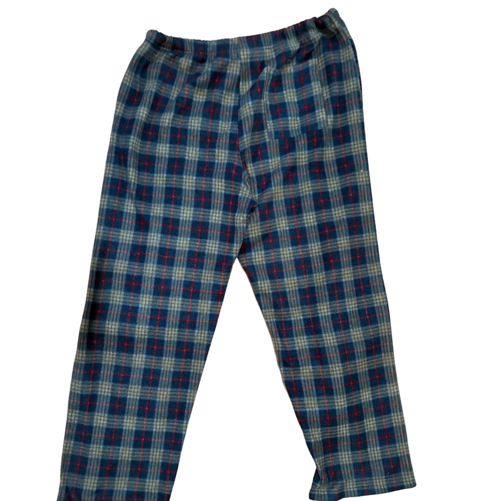 Pajama Pants Loungewear Flannel Plaid Blue Red Drawstring Waist Mens Size Large